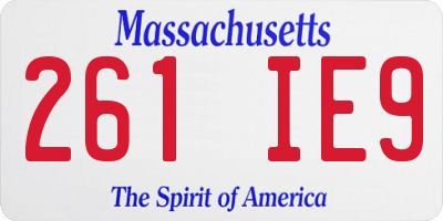 MA license plate 261IE9