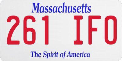 MA license plate 261IF0