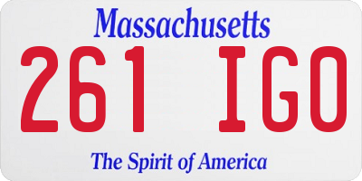 MA license plate 261IG0