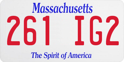 MA license plate 261IG2