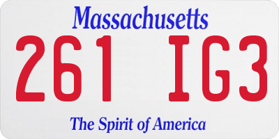 MA license plate 261IG3