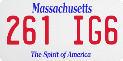 MA license plate 261IG6