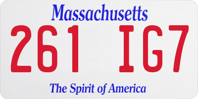MA license plate 261IG7