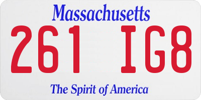 MA license plate 261IG8