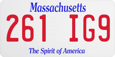 MA license plate 261IG9