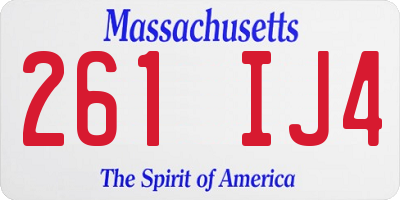 MA license plate 261IJ4