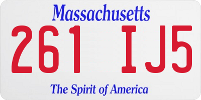 MA license plate 261IJ5