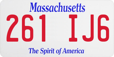MA license plate 261IJ6