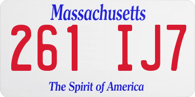 MA license plate 261IJ7