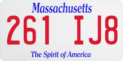 MA license plate 261IJ8
