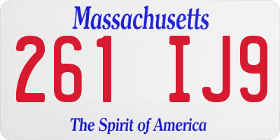 MA license plate 261IJ9