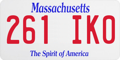 MA license plate 261IK0