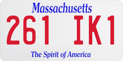 MA license plate 261IK1