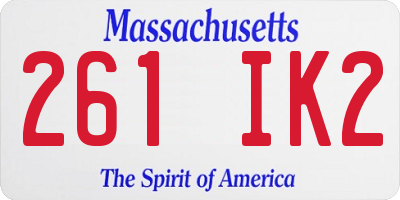 MA license plate 261IK2