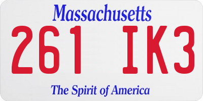 MA license plate 261IK3
