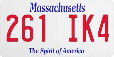 MA license plate 261IK4