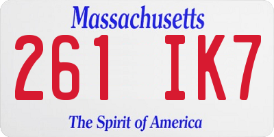 MA license plate 261IK7