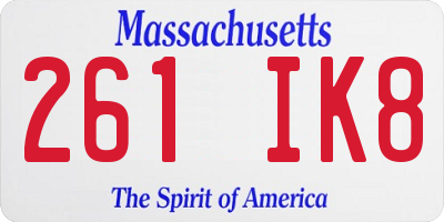 MA license plate 261IK8