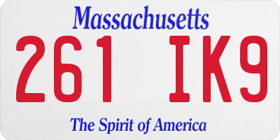 MA license plate 261IK9