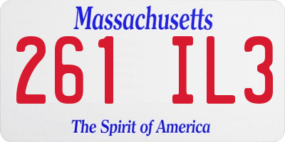 MA license plate 261IL3