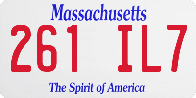 MA license plate 261IL7