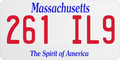 MA license plate 261IL9