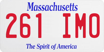 MA license plate 261IM0