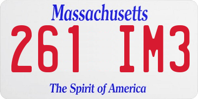 MA license plate 261IM3