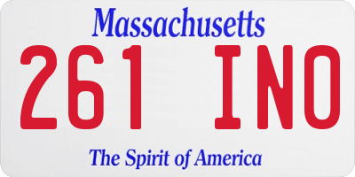 MA license plate 261IN0