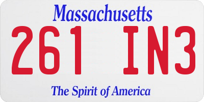 MA license plate 261IN3