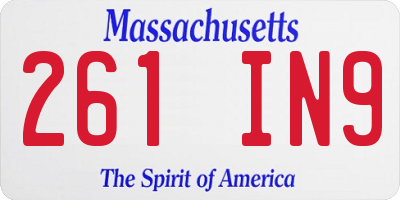 MA license plate 261IN9
