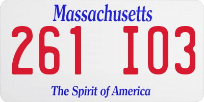 MA license plate 261IO3