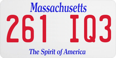 MA license plate 261IQ3