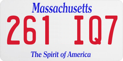 MA license plate 261IQ7
