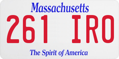MA license plate 261IR0