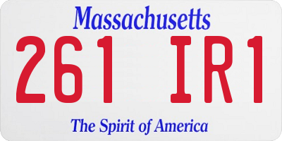 MA license plate 261IR1