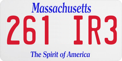 MA license plate 261IR3