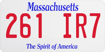 MA license plate 261IR7