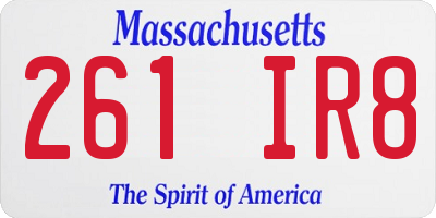 MA license plate 261IR8