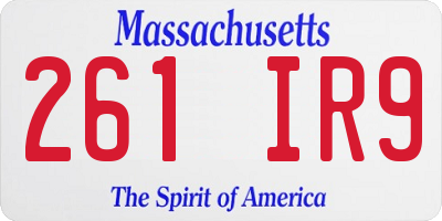 MA license plate 261IR9