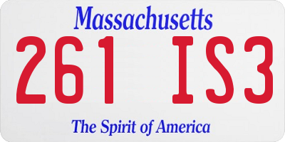 MA license plate 261IS3