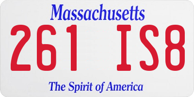 MA license plate 261IS8