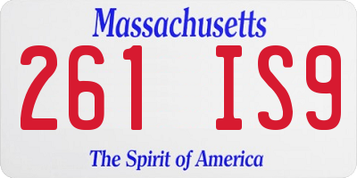 MA license plate 261IS9