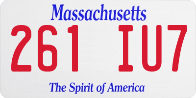 MA license plate 261IU7