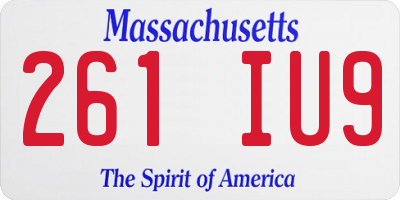 MA license plate 261IU9