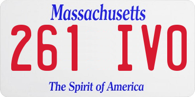 MA license plate 261IV0