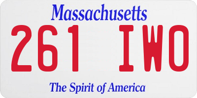 MA license plate 261IW0
