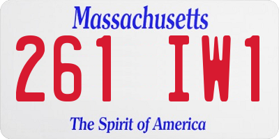 MA license plate 261IW1