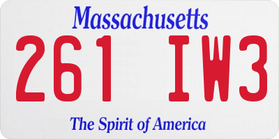 MA license plate 261IW3
