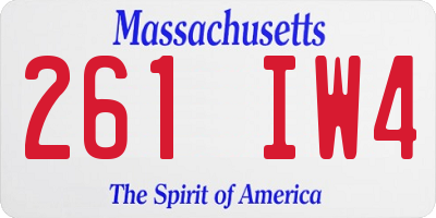 MA license plate 261IW4